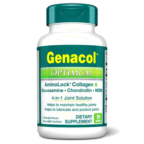 Genacol Glucosamine, Chondroitin & MSM Joint Supplement with Collagen Peptides Glucosamina Condroitina y Colageno Optimum 90 Tablets