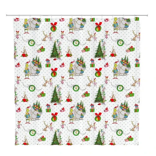Franco Grinch Holiday Christmas Bath Microfiber Shower Curtain, 72x72, (Officially Licensed Product)