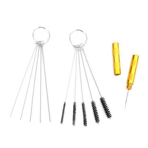 Piriuuo Multi-Purpose Airbrush Cleaning Kit, Spray Cleaning Repair Tool Airbrush Cleaner Airbrush Accessories Kit Includes 5 Pcs Cleaning Needles, 5 Pcs Cleaning Brushes and 1 Wash Needle