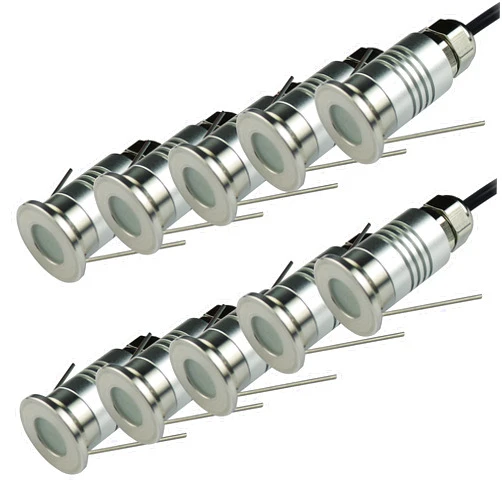 CNBRIGHTER LED Mini In-Ground Well Light-Finger Size,1W 12V DC,120° Wide Beam Angle,IP67 Waterproof,Recessed Marker Indicator Underground Outdoor Landscape Lighting,Warm White-3000K (10 Pack)