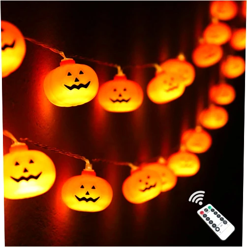 Runleo Halloween Pumpkin String Lights, 30 LED 16.4 FT 8 Modes Timer 3D Waterproof Orange Jack-O-Lantern Battery Operated Decorative Twinkle Lights for Indoor Bedroom Camper Decor Party Decorations