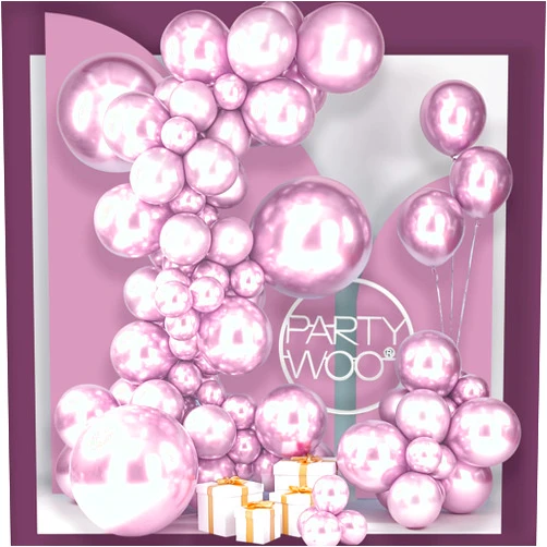 PartyWoo Metallic Pinkish Purple Balloons, 100 pcs Metallic Pink Balloons Different Sizes Pack of 18 Inch 12 Inch 10 Inch 5 Inch Metallic Balloons for Balloon Garland as Party Decorations, Pink-G108