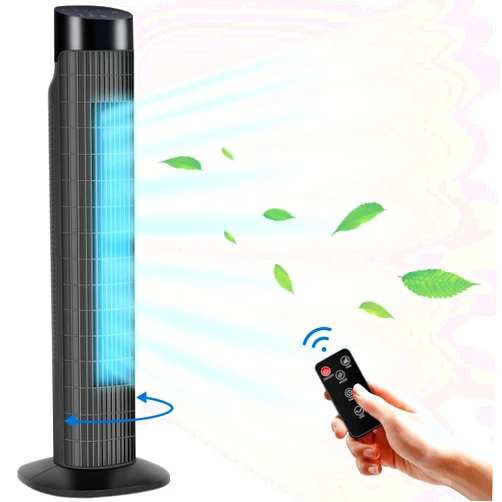 AKIRES Tower Fan with Remote,3 Speeds,3 Modes,Oscillating Fan Quiet Cooling Portable Standing Bladeless Floor Fans with 0-7.5H Auto-Off Timer for Bedroom,Office,Living Room,Indoor,31 Inch,Black