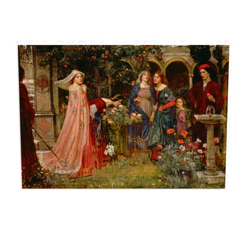 CPDDYAQB The Enchanted Garden, Art Poster Created by Famous Painter John William WaterhouseWall Poster Art Canvas Printing Gift Office Bedroom Aesthetic Poster 12x08inch(30x20cm) Unframe-style