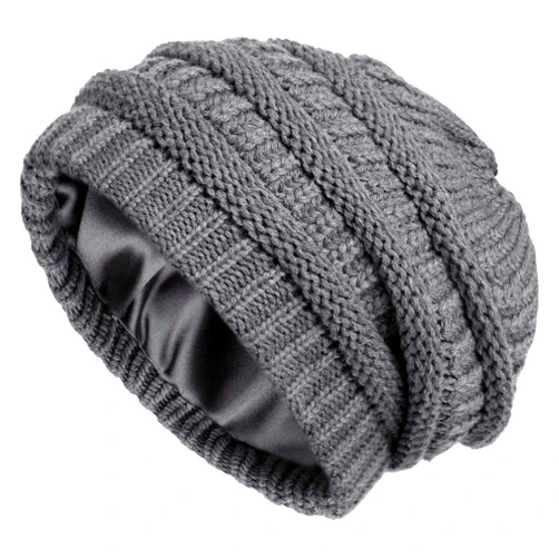 Lvaiz Winter Knit Beanie for Women Satin Lined Cable Thick Chunky Cap Mens Soft Slouchy Warm Hat