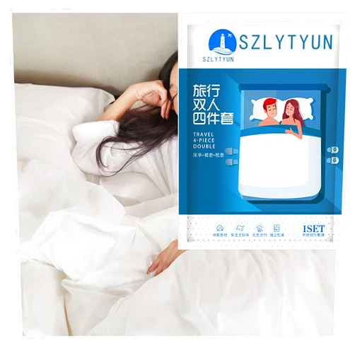 SZLYTYUN Travel Four-Piece Disposable Bedding Set Hotel Portable Disposable Travel Sheet Pillowcase Duvet Cover (M Size)