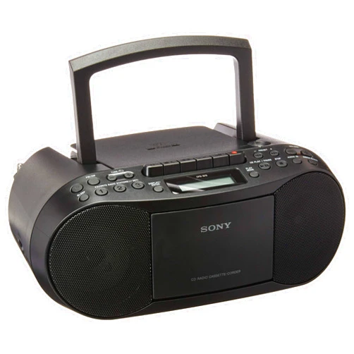 SONY CFDS70-BLK CD/MP3 Cassette Boombox Home Audio Radio, Black, with Aux Cable (Renewed)