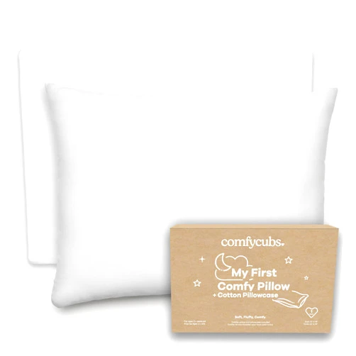 Comfy Cubs Toddler Pillow with Soft Cotton Pillowcase, 13