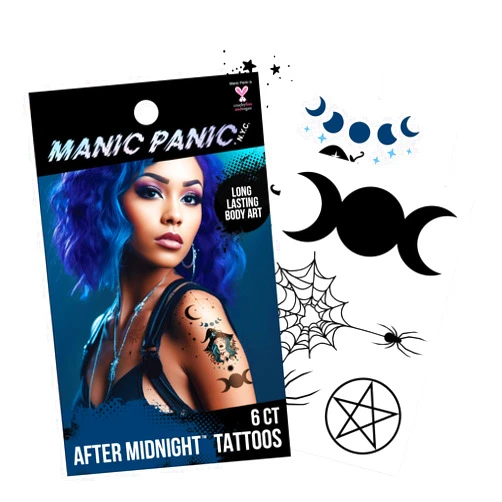 Savvi - 36 Manic Panic: After Midnight Temporary Tattoos: Skin-Safe Ink, Great for Parties and Everyday Wear, Gifts for Teens and Adults, Made in the USA [6 sheets, 36 count]