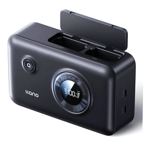 llano NP-W235 Dual Battery Fast Charger with Built-in 12400mAh Power Bank for Fujifilm Fujifilm GFX100RF, XT5, XT4, VG-XT4, XS20, GFX50S II, GFX100S, XH2, XH2S