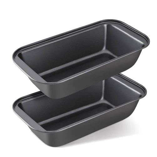 KITESSENSU Carbon Steel Nonstick Loaf Pan with Easy Grips Handles for Baking Homemade Bread, Brownies and Pound Cakes, Set of 2, Gray
