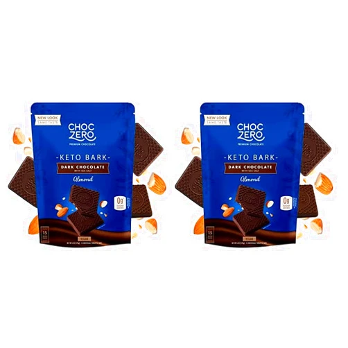 ChocZero Dark Chocolate with Almonds Sea Salt Keto Bark, 6 Ounce (Pack of 2)