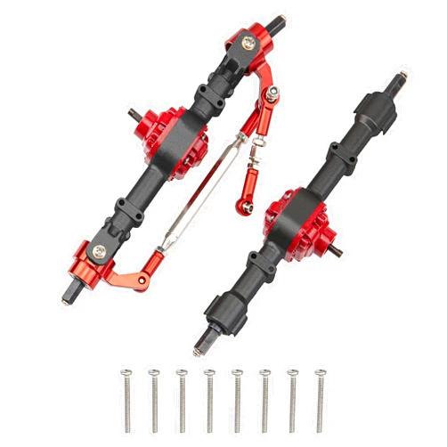 Share Goo ShareGoo Metal Front & Rear Axle Assembly Set Bridge Shaft Steering Cup Rod Complete Set Compatible with MN Model D90 D91 D96 D99S MN90 MN96 MN99 MN99S FJ45 1/12 RC Car Upgrade Parts (Black)