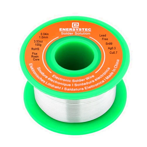E ENERSYSTEC Lead Free Solder Wire Rosin Core 1.0mm 100g, Electronic Solder Wire Alloy Sn99 Ag0.3 Cu0.7, Electrical Solder Wire, No Lead Soldering Wire No Lead Unlead Fast Melting Low Temp Well Flow