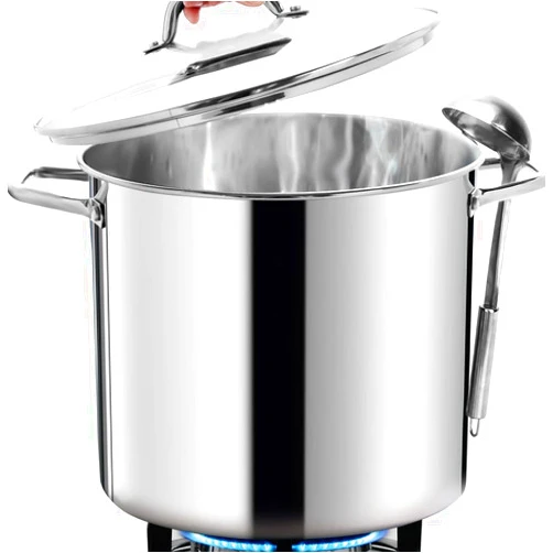 HOMICHEF 24 Quart Large Nickel-Free Stainless Steel Stock Pot With Lid - Polished Heavy Duty Induction Soup Pot