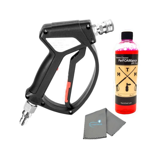 MTM Hydro SGS28 Spray Gun with Stainless QC Fittings Bundle with MTM Foam Soap and Cloth