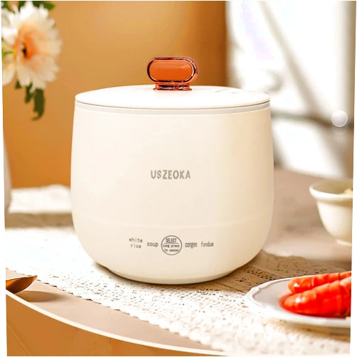Uszeoka Portable Mini Rice Cooker 1 Cup, 1.5L Small Non-stick Electric Hot Pot Ramen Cooker with Over-Heating and Boil Dry Protection for Travel, Office, Dorm, for Cooking Rice, Soup, For 1-2 People