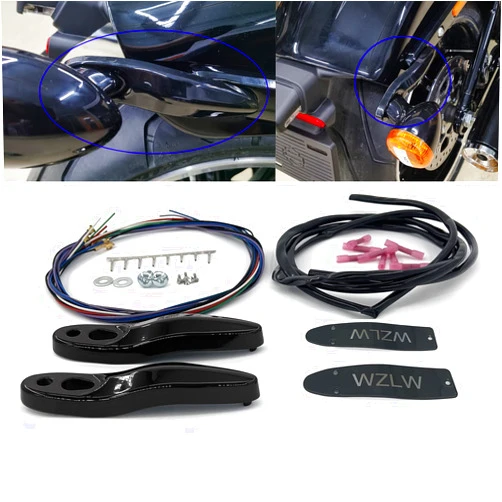 WZLW Rear Turn Signal/License Plate Relocation bracket wire Kit Turn Signal Rack Bracket replace 67800830 Fit for Harley Softail FLFB FLSL FXBB FXBR 2018-2021 Black