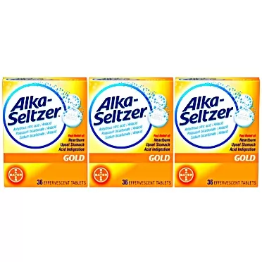 Alka-Seltzer Effervescent Gold - 36 Tablets, Pack of 3 36 tablets (Pack of 3)