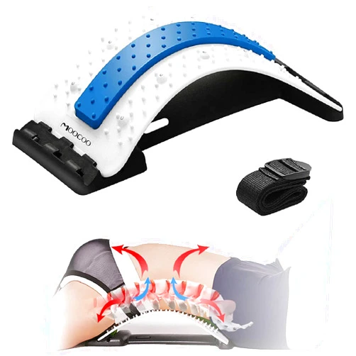 Moocoo Back Stretcher for Lower Back Pain Relief with Magnet, 3 Level Adjustable Back Cracker | Back Massager | Back Pain Relief | Back Cracking Device | Spinal Decompression | Spine Corrrector