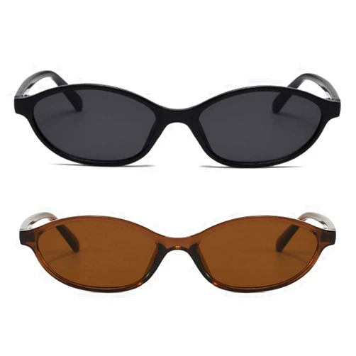 BAODAREN Retro Oval Cat Eye Sunglasses for Women Trendy Small Lightweight Y2k Narrow Sunnies Cateye Frame Shades BS2100