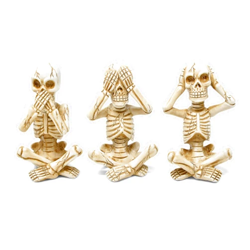 Gift Boutique Halloween Skeleton Statues Figurines Table Decorations Set of 3 Resin See Speak Hear No Evil Figurine Sitters Tabletop Haunted House