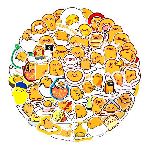 Dreamora 120pcs Gudetama Stickers for Water Bottles Laptop Phone Case Guitar Skateboard Notebook Scrapbook Decor,Waterproof Vinyl Cute Kawaii Lazy Eggs Decals for Kids Teens Adults