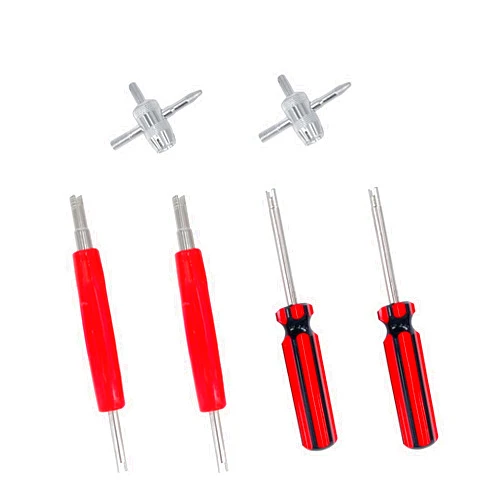 ZUFECY Tire Valve Removal Tool Installation Kit, 4-Way Valve Tool Single/Dual Head Valve Core Remover Tire Repair Stem Tool (6PCS)