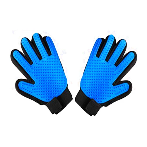 Pets First Dog Grooming Gloves Best Professional Deshedding, Brushing, Cleaning Mitt Tool for Small, Medium or Large Dogs & Cats. Fur & Hair Remover. Prevents Matted Coats. Soft Rubber Bristle Brush