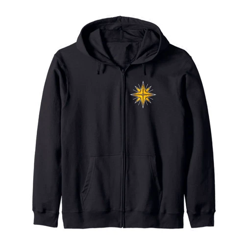 Magic symbols signs and runes by Anne Mathiasz Star of the elves, elves coat of arms, crest, badge, fantasy Zip Hoodie