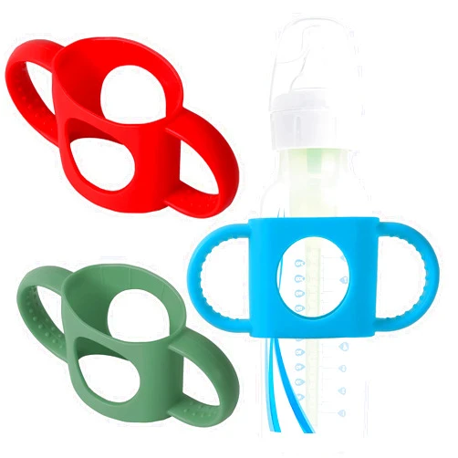 TonGass (3-Pack) TonGass Universal Fit Baby Bottle Holders with Easy Grip Handles for Babies to Hold Their Own Bottle - BPA-Free Soft Silicone