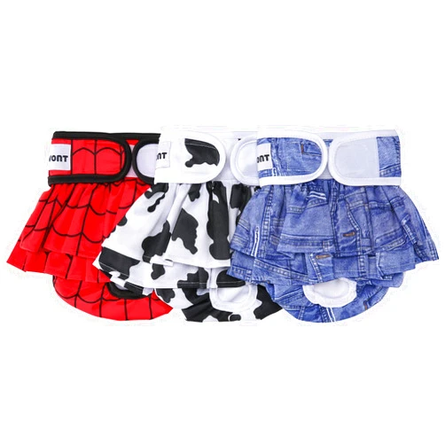 Avont 3 Pack Washable Dog Diapers Female (L/18-24), Reusable Dog Period Diapers Cover, Female Dog Diapers for Heat Cycle, Incontinence, Girl Dog Diapers Dress -Red/Blue/White