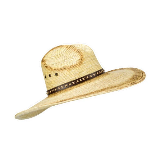 Rising Phoenix Industries Sombreros de Hombre De Palma, Burnt Stain Big Brimmed Western Mexican Palm Leaf Sombrero Buffalo Bill Sharpshooter Cowboy Hat, Flex Fit Natural, Large