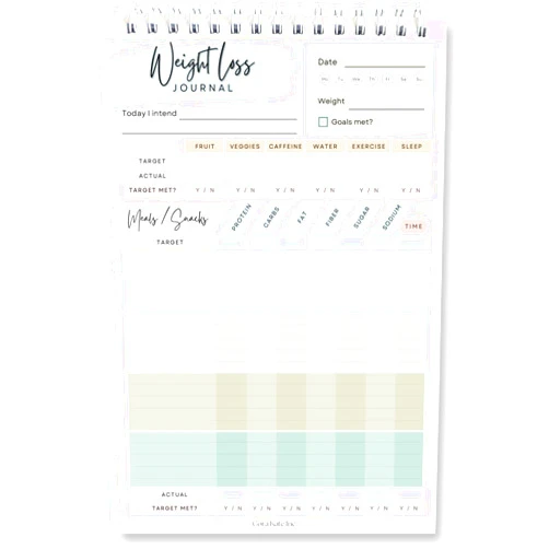 Food Journal for Women & Men – Daily Weight Loss Tracker, Fitness & Nutrition Planner, Diet Log Book for Tracking Meals, Calories, Workouts & Wellness Goals, 50 Double-Sided Pages, 5.5 x 8.5
