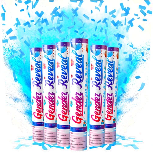 EPASUN 6 Pack Gender Reveal Confetti Powder Cannon For Boy Gender Reveal Party Supplies Ideas, Vibrant Blue Color Great for Video And Photos, 100% Biodegradable And Eco-Friendly Gender Reveal Decorations
