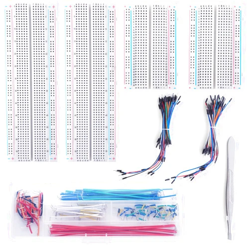 Aypzuke Breadboard Jumper Wires Kit 2Pcs 830 Breadboards 2PCS 400 Breadboards +130pcs Flexible Breadboard Jumper Wires +280pcs Jumper Wires+1pcs Tweezer for Arduino Raspberry Pi