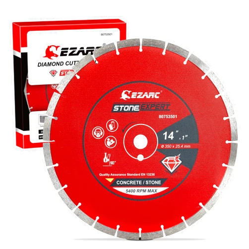 EZARC 14 inch Diamond Saw Blade, Segmented Concrete Blade Dry or Wet for Cutting Concrete Granite Masonry Brick, (1-Pack)