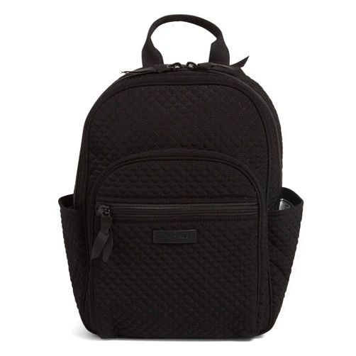 Vera Bradley Women's Microfiber Small Backpack, True Black, One Size