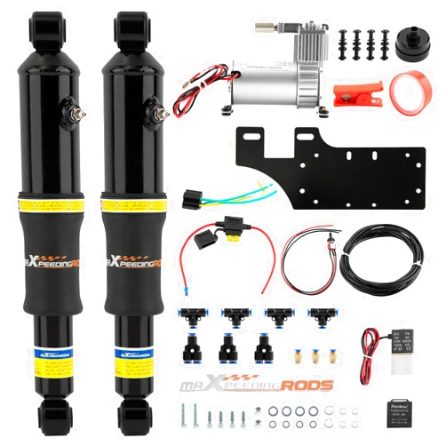 maXpeedingrods Rear Adjustable Air Ride Suspension Compressor Kit for Harley Davidson Touring Electra Street Road Glide 1994-2025