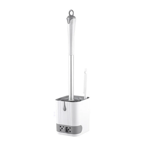 Bibabala Toilet Bowl Brush and Holder,Toilet Brush with Crevice Cleaning Brushes,No Dead Corner Clean Wall Mounted Compact Toilets Brushes Set,Durable Bristles for Bathroom,RV(White Grey)