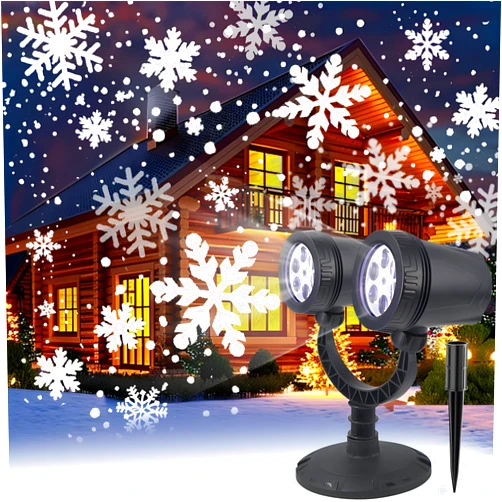 LILNIAGY Double Head Christmas Snowflake Projector Light, IP65 Waterproof, Landscape Decoration Lighting Rotating Projector Light, Suitable for Christmas Holiday Wedding Indoor Garden Yard Party Decoration