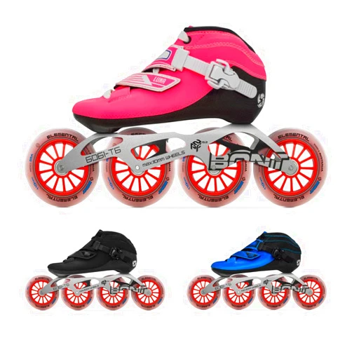 Bont Inline Speed Skating Racing Package - Luna Skate Boot + 2PF 6061 Frame + Elemental Wheels + ABEC7 Bearings - Youth - Boys - Girls - Men - Women
