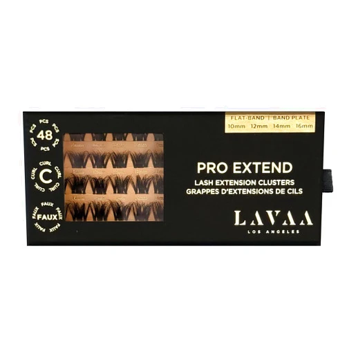 Lavaa Beauty PRO Extend Lash System | 48 Lash Clusters in 4 lenghts: 10mm 12mm 14mm 16mm | Flat-Band All-Day Comfort | DIY Lash Extensions (V1 | VOLUME)