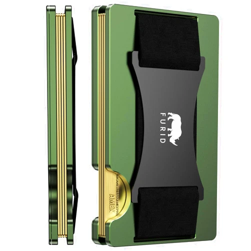 furid Metal Wallet for Men Slim: Minimalist Wallet with Cash Strap - Rfid Thin Front Pocket Card Holder Wallet