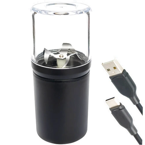 SAITAMA Electric Portable Herb Grinder with Stainless Steel Blades and Clear Grinding Chamber, USB-Rechargeable Essential Kitchen Mill for Grinding by SAITAMA