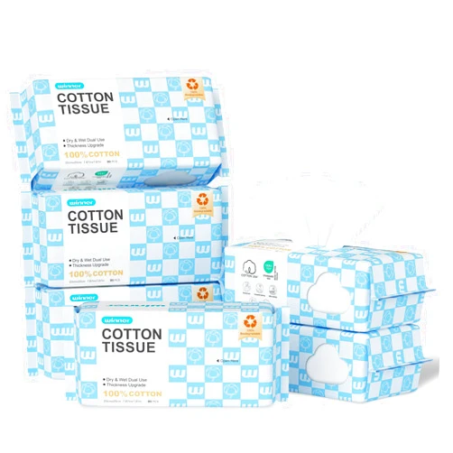 Winner Disposable Face Towels Upgraded | 100% USA Cotton Face Towelettes | Super Soft & Thick Face Cloths for Sensitive Skin | Makeup Remover Dry Wipes | 480 Count, 6 Pack