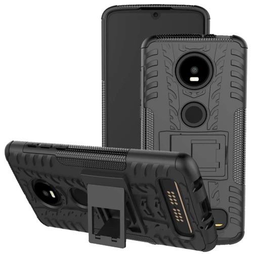 Viodolge Moto Z4 Case, Motorola Z4 Play Case, Viodolge [Shockproof] Hybrid Tough Rugged Dual Layer Protective Phone Case Cover with Kickstand for Motorola Moto Z4 Play (Black)