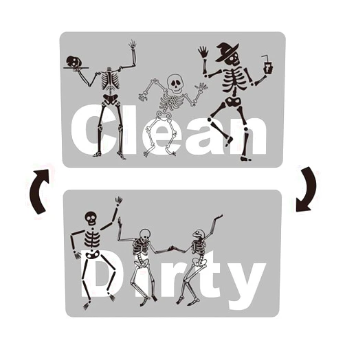 Ksquares Prank Skull Dishwasher Magnet Clean Dirty Sign Double Sided Non-Scratching Strong Magnet Indicator Tells Whether Dishes are Clean or Dirty (Grey Skull)