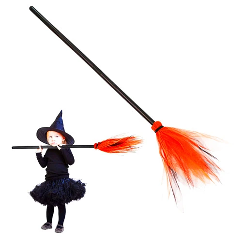 WGEGO Halloween Witch Broom,Plastic Broom Props for Halloween Witch Costume Party Decor Halloween Show Cosplay Party,Halloween Costume Decoration Kids Broom Set for Toddlers Girls (Orange)