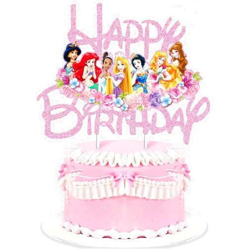 ChicRosa Princess Cake Toppers For Girls, Pink Glitter Princess Cake Decorations Castle Party Decorations Theme Birthday Party Suppliers For Girls Princess Birthday Cake Decorations(Doubled-Sided) (Light Pink)